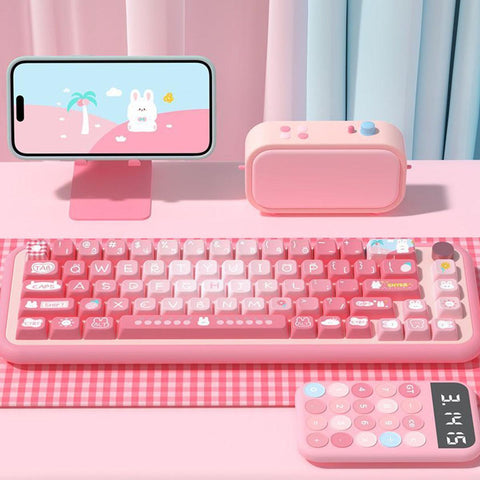 MDA Dye-Sub PBT Keycap Set - Pink Summer Bunny
