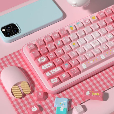 MDA Dye-Sub PBT Keycap Set - Pink Summer Bunny