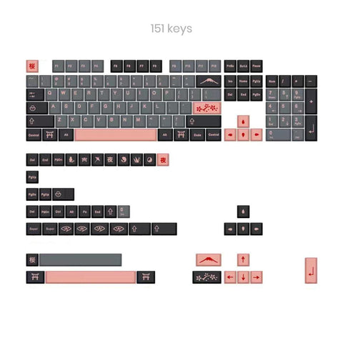 Cherry Profile Dye-Sub PBT Keycap Set - Yozakura Cherry Blosoms at Night