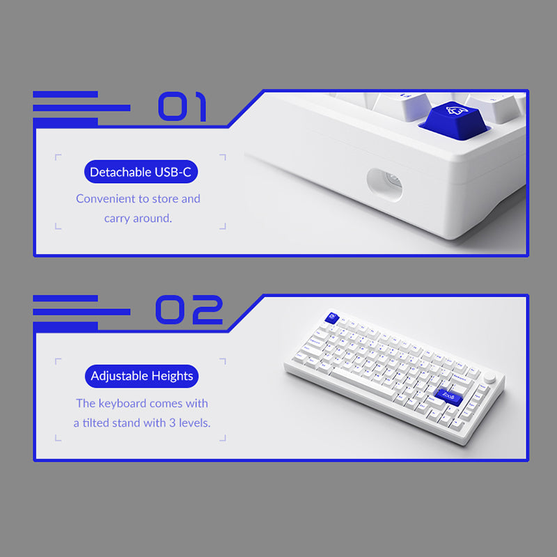 Akko MOD007 PC Blue on White Wired Mechanical Keyboard